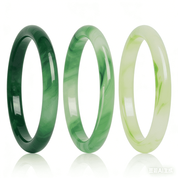 3 Pcs Natural Jade Bangle Bracelet for Women, Good Luck Bangle Wealth Healing Bracelet for Mother Grandmother, Christmas Birthday(light green)