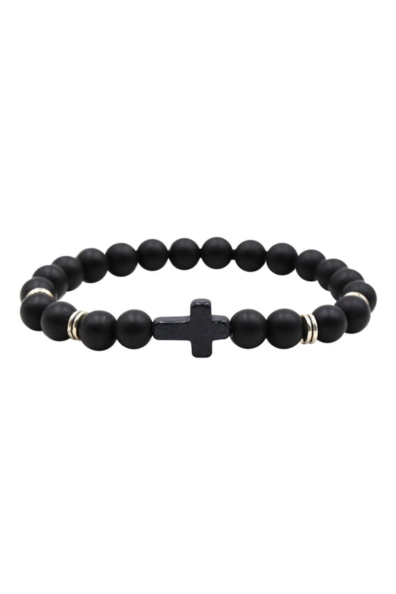 3 Pcs Natural Stone Bracelet under $5! Xqxayjr Natural Stone Elastic Thread Bracelet, Black Cross Stone Elastic Bracelet, Adjustable Beaded Bracelet, Spiritual Stone Jewelry, Unisex Crystal Bracelet