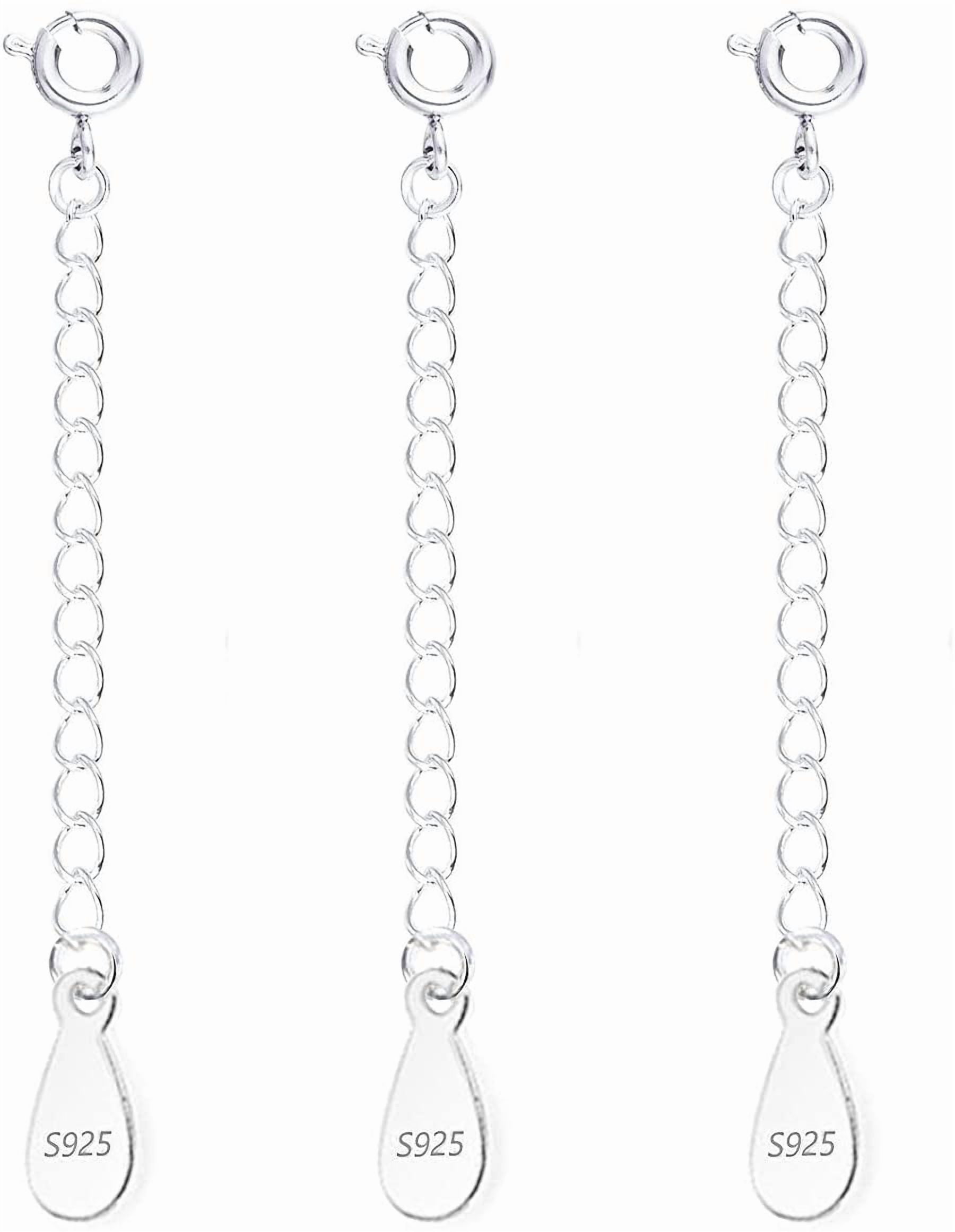 DOCKAPA 3 Pcs Necklace Extender, 925 Sterling Silver Extension for Jewelry Necklace Bracelet Anklet Extenders for Women Jewelry Making Chains 2 inch, Silver