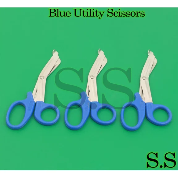 3 Pcs New Blue Utility Scissors 5.5" Multi-Purpose Diy Ems Emt Universal Shears