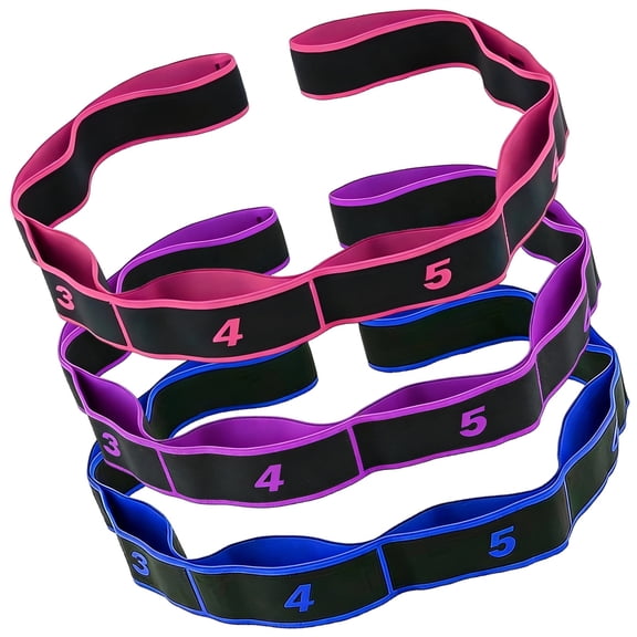 3 Pcs Number Stretch Bands, 8-Section Elastic Training Straps, 1.6 x 35.4 in Yoga Exercise Band for Fitness, Body Shaping, Muscle Strength & Flexibility, Polyester & Latex