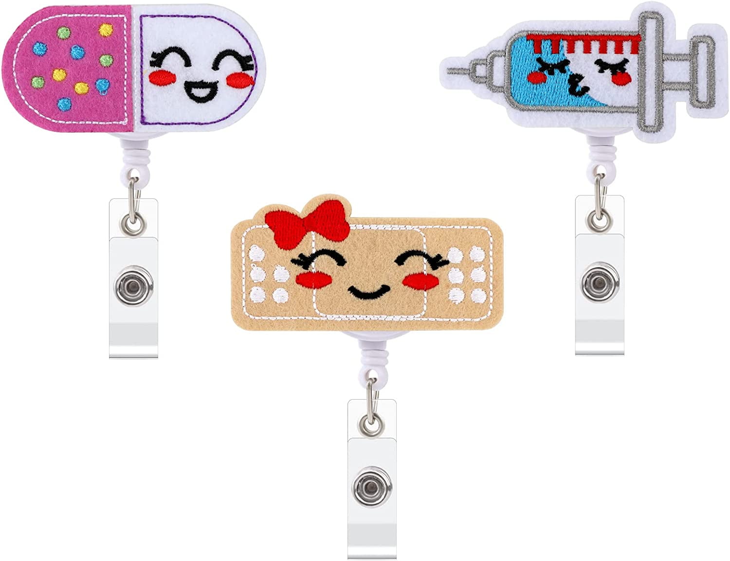 3 Pcs Nurse Badge Reels, Cute Retractable Nursing ID Badge Holder