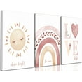 thumbnail image 1 of 3 Pcs Nursery Canvas Wall Art Pink Sun Rainbow Hearts Posters Prints Boho Kids Room Pictures Wall Decor for Toddlers Children Baby Girl Bedroom Home Decoration, 1 of 5