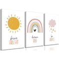 thumbnail image 1 of 3 Pcs Nursery Canvas Wall Art Pink Sun Rainbow Hearts Posters Prints Boho Kids Room Pictures Wall Decor for Toddlers Children Baby Girl Bedroom Home Decoration, 1 of 5