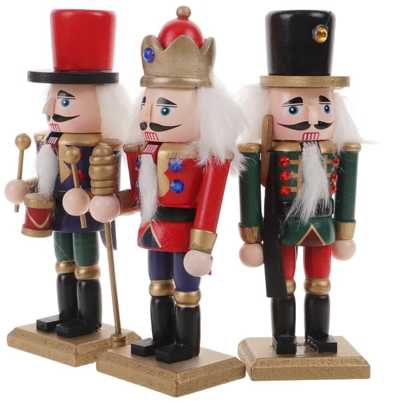 WRISTBIQUE Nutcracker Ornaments Set of 3 Assorted Colors Decorative Holiday Nutcracker Figurines 5.9x1.97x1.57in Each