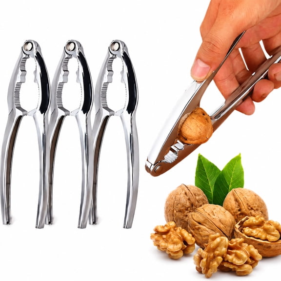 3 Pcs Nut Crackers for All Nuts, Heavy Duty Stainless Steel Cracker & Sheller, Non-Slip Plier for Walnut/Pecan/Almond, Ideal for Fall & Holidays