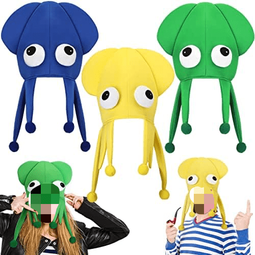 3 Pcs Octopus Squid Hats Silly Hats for Adult - Funny Ocean Christmas Hat, Ugly Sweater Party for Ocean Theme, Animal Cap Crazy and Creative Hat for Photo Booth & Masquerade Cosplay Prop