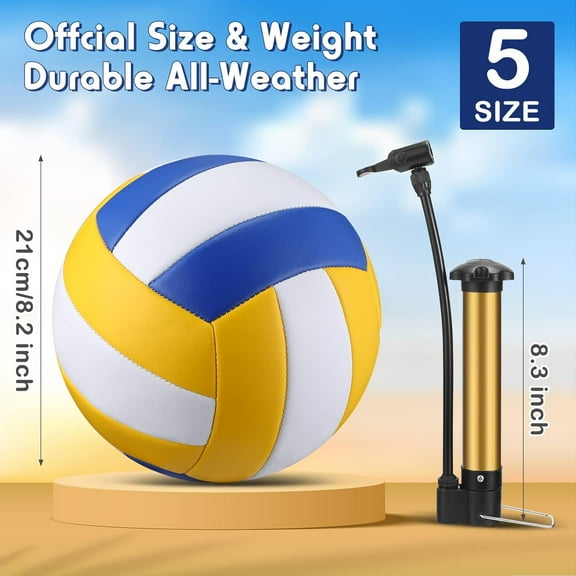 3 Pcs Official Size 5 Waterproof Soft Volleyball with Pump for Indoor Outdoor Beach Gym Games - Bright Colors