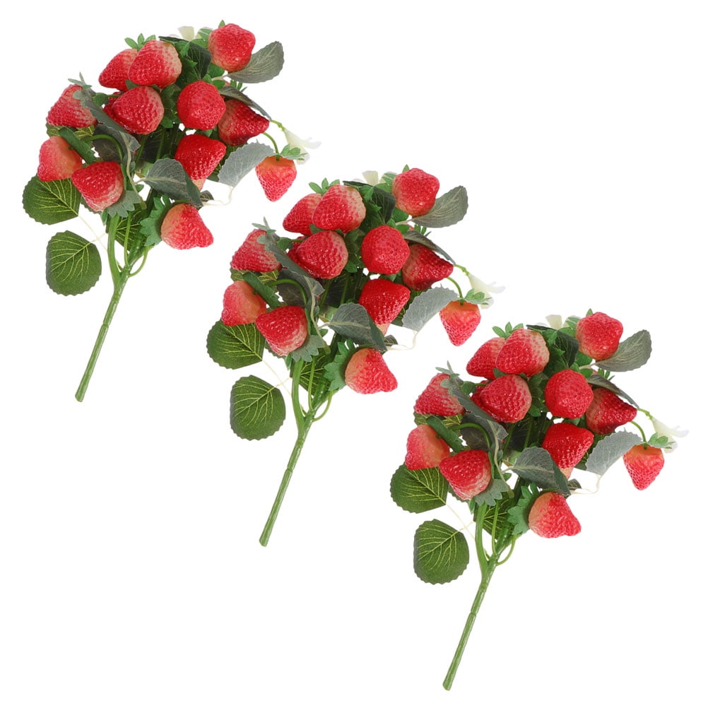 3 Pcs Ornament Home Decor Artificial Strawberry Plants Office Decore