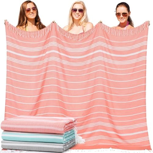 3 Pcs Oversized Turkish Beach Towel Blanket 72" x 72" Extra Large Cotton Beach Blanket XXL Oversized Bath Pool Blankets Sand Free Giant Throw Thick Towel Picnic Big Quilt Necessity for Adult