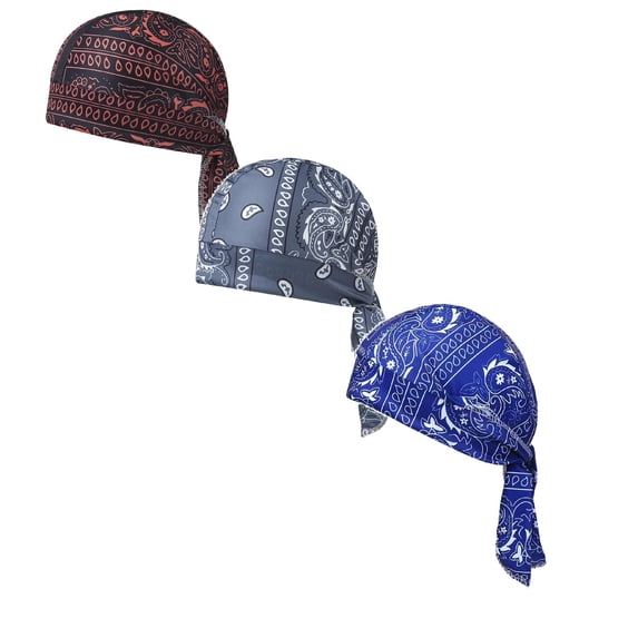 3 Pcs Paisley Cooling Headscarf Cap Cooling Pirate Head Wrap Lightweight Stretch Cycling Sports Moisture Wicking Elastic Bandana Hat for Men Women
