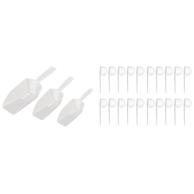 3 Pcs Pallet Ice Scraper Shape Plastic Scoop Transparent & 20 Pcs