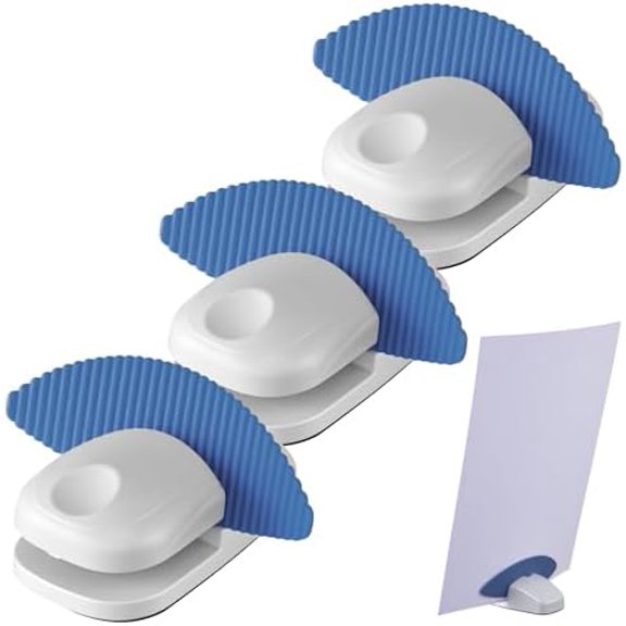 3 Pcs Paper Holder Stand for Typing Non-Slip Mat Desktop Folder Document Holder with Anti-Slip Pads Portable Copy Stand Desktop Clamp for A4 Paper Office Reading (Blue)