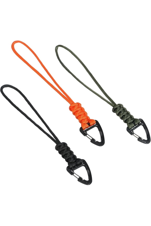 3 Pcs Paracord Lanyard with Triangle Carabiner Clip, Paracord Keychain Braided Lanyard, D-Ring Rope Keychain Strap Heavy Duty Hook for Keys, Backpack, Camping, Hiking Outdoor Gear