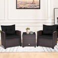 thumbnail image 1 of 3 Pcs Patio Rattan Furniture Set Black Cushioned Conversation Set Coffee Table, 1 of 9