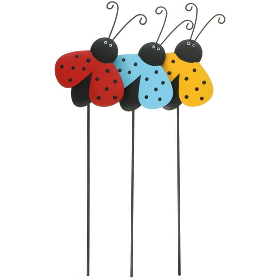 Adorable Ladybug Garden Stake Decoration for Outdoor Use Brighten Yard and Flowers 3 Pcs