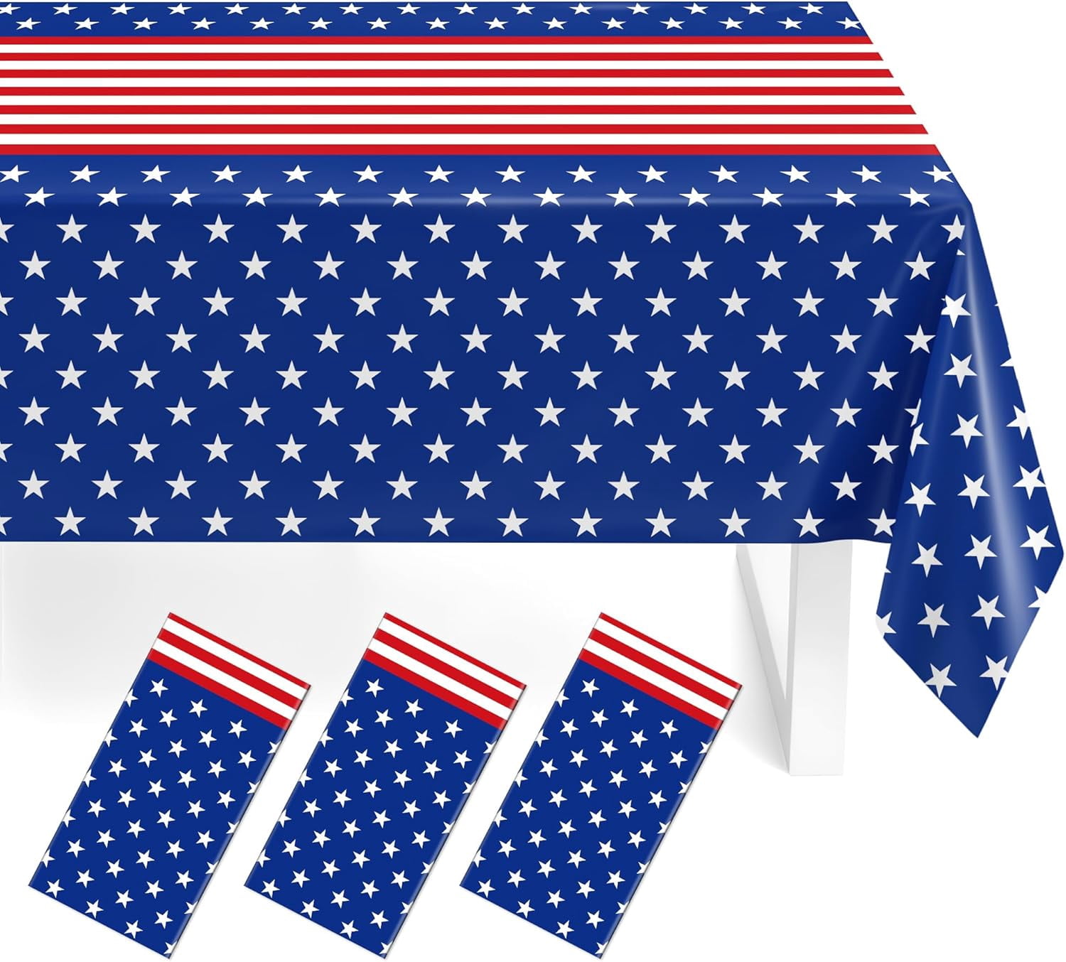 Partiotic Table 3 Pcs Patriotic Tablecloth for 4th of July Decorations,Fourth of July ...