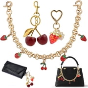 3 Pcs Pearl Cherry Keychains Charms Bag Replacement Extension Chain For Crossbody Bags Handle Purse Handbag Decorations Chain, Valentine's Day Birthday Wedding Favors Anniversary Gift