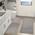 thumbnail image 1 of 3 Pcs Pebble Texture Bathroom Rugs Set, Memory Foam Bath Mat Sets, Non-Slip Soft Absorbent Floor Mats, Washable Quick Dry, for Sink, Toilet and Floor, 1 of 7