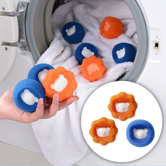 3 Pcs Pet Hair Remover for Laundry, 2026 New Reusable Panda Sponge Lint Catcher For Washing, Dryer Balls for Clothing Dog Cat Pet Fur Remover (Orange+Blue)