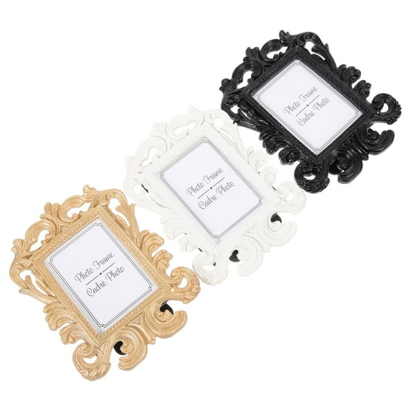 3 Pcs Photo Frame Resin Antique Picture Wedding Decor Mini Table Victorian Tabletop Baby