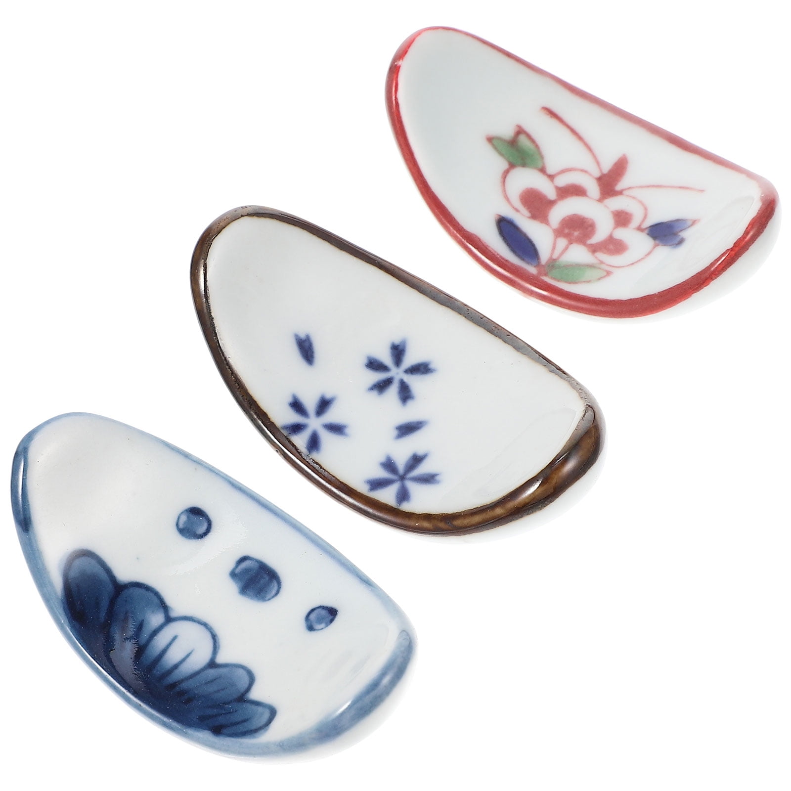 3 Pcs Pillow Decor Chinese Ceramic Chopstick Rest Calligraphy Writing