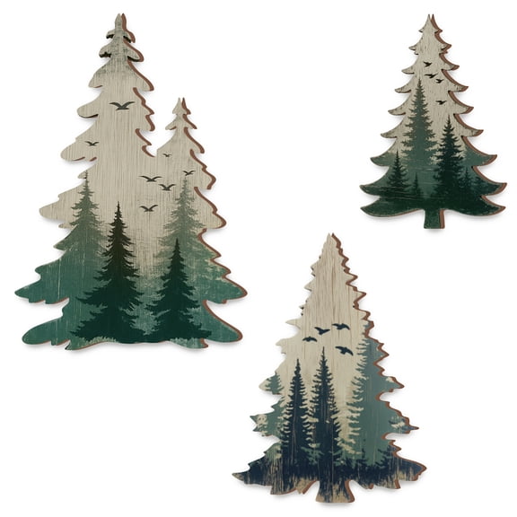 3 Pcs Pine Tree Wall Decor Woodland Wall Art Paintings Forest Trees Poster Bushes Wall Decorations Nature Wilderness Wall Decor for Home Cottage