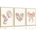 thumbnail image 1 of 3 Pcs Pink Bunny Wall Decor Nursery Bunny Posters Prints Bunny Floral Watercolo Painting pictures Cute Animal Canvas Prints for Girls and Boys Kids Room Baby Room Decor, 1 of 5