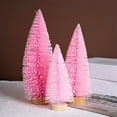 thumbnail image 1 of 3 Pcs Pink Classic Artificial Mini Christmas Tree Sisal Bottle Brush Trees with Wood Base Christmas Pine Trees for Autumn Winter Holiday Home Kitchen Party Decor, 1 of 6