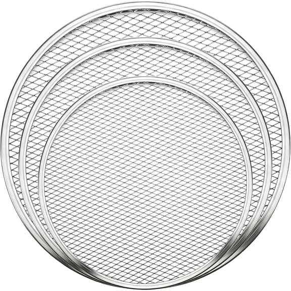3 Pcs Pizza Screen Aluminum Alloy Pizza Baking Screen Seamless Round Tray for Oven Nonstick Pizzas Tray for Home Kitchen, BBQ, 10 inch, 12 inch,14 inches