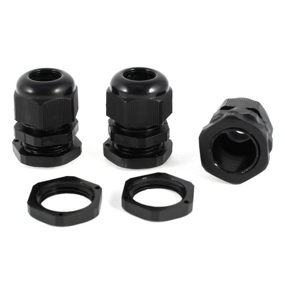 3 Pcs Plastic 6mm-12mm Waterproof Cable Gland Connector Fastener M20x1.5 Black
