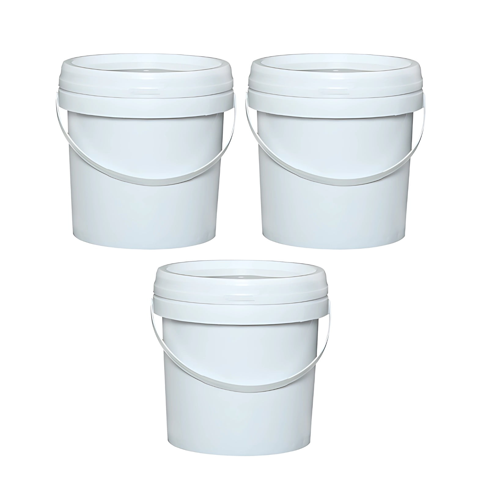 3 Pcs Plastic Buckets with Lids, 3 Liter White Buckets, Food Safe Pails ...
