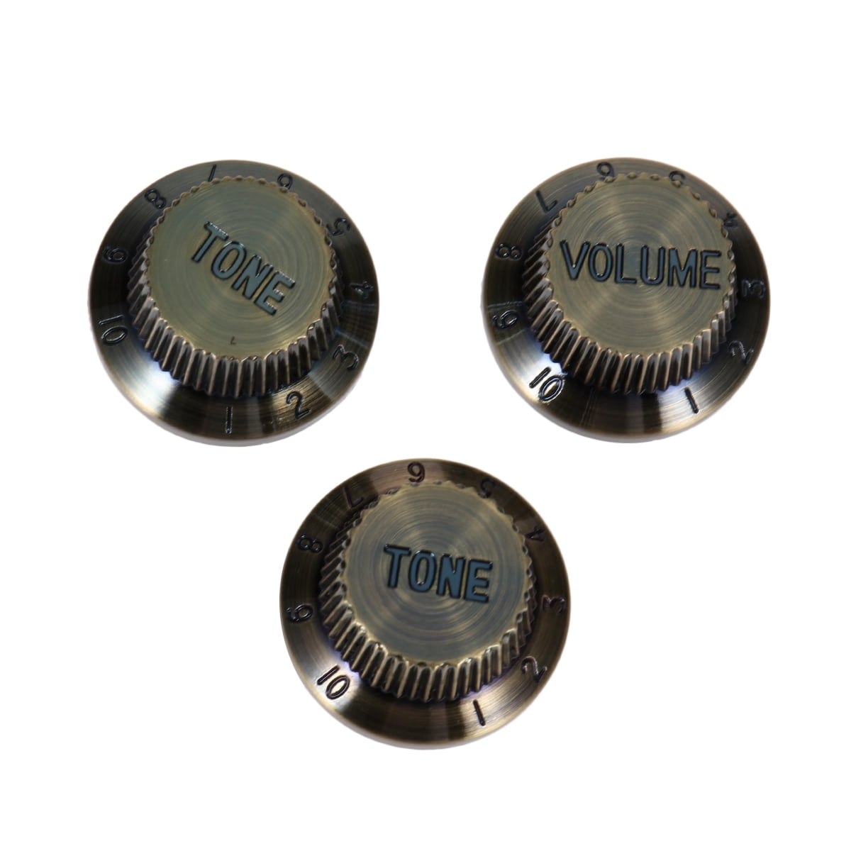 3 Pcs Plastic D65 Bronze Color Volume Tone Control Knob with Flat for