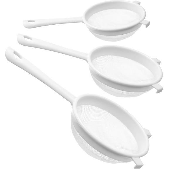 3 Pcs Plastic Fine Mesh Strainer Set with Handle Kitchen Food Sieve Colander for Tea Juice Flour