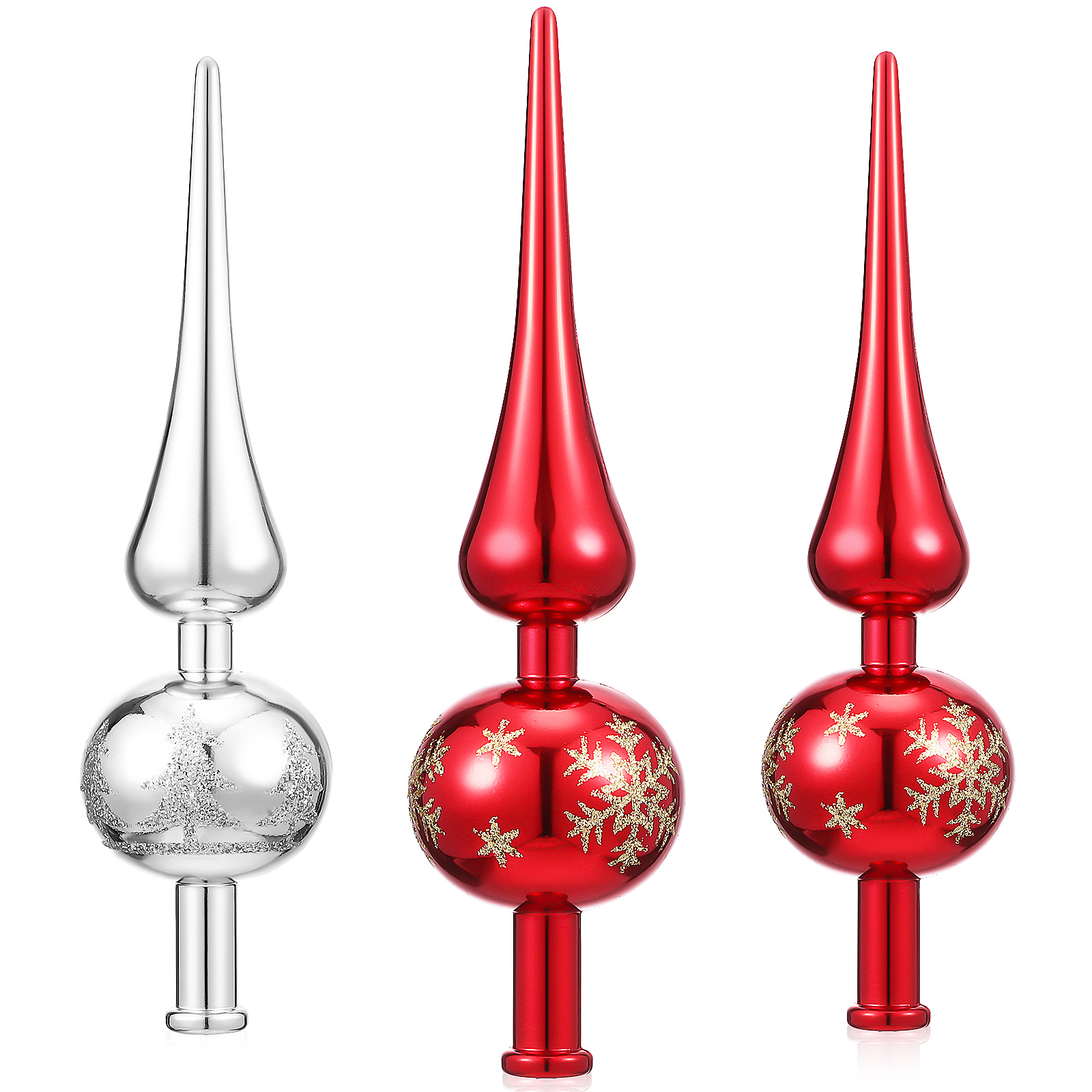 3 Pcs Plastic Gourd Tree Top Star Christmas Decorations Topper Finial