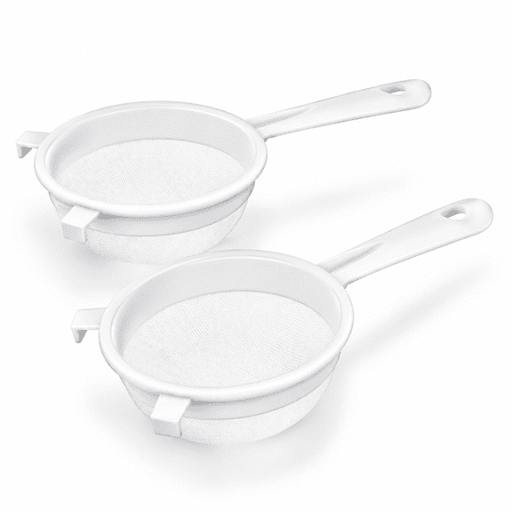 3 Pcs Plastic Nylon Mesh Kefir Fine Strainer Set, 3 In, 4 In, 5.5 In | Plastic Flour Colander with Handle Nylon Kefir Food Strainers Flour Sifter for Baking Kitchen Tea Juice Pasta