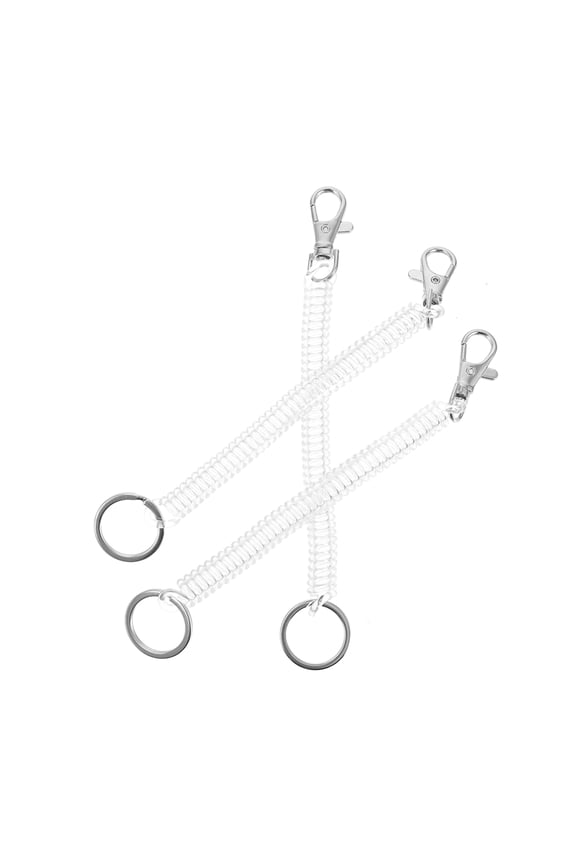 Elastic Key White Plastic Stretchy Spring Coil Keychain for Keys 3 Pieces and Flexible