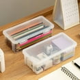 thumbnail image 1 of 3 Pcs Plastic Storage Containers with Lids for Office Supplies Pencil Box Supplies Makeup Craft and Charger with Buckles White*3 7.4 In, 1 of 4