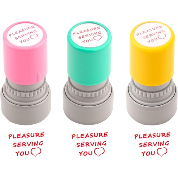3 Pcs Pleasure Serving You Stamps Self Ink for Servers Waitress Checks Thank You Customer Checks Stationery Essentials Accessories