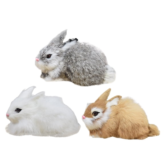 3 Pcs Plushies Simulation Rabbit Bunny Figurine Adorable