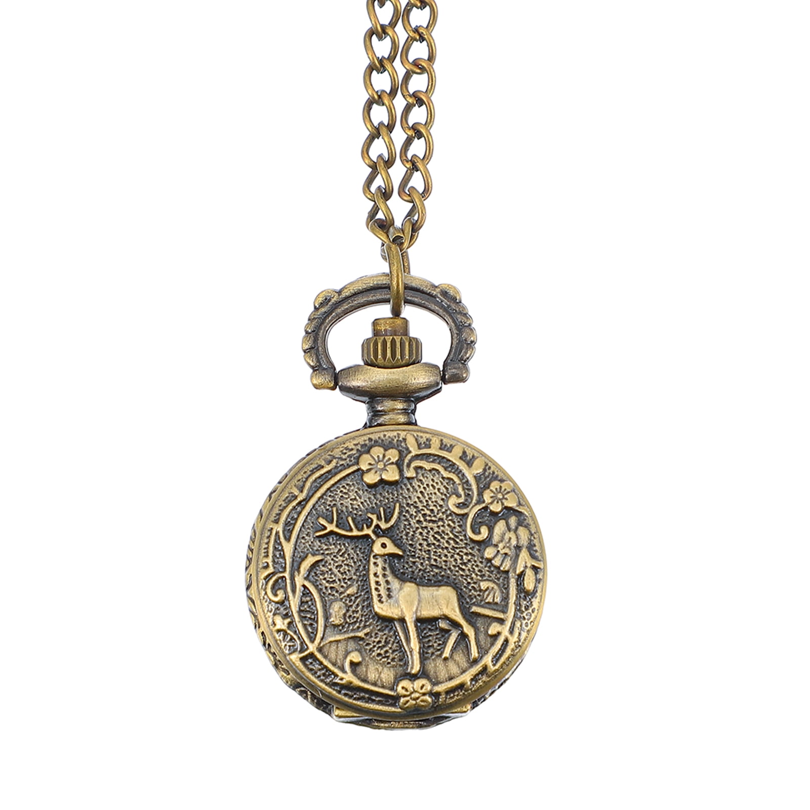 3 Pcs Pocket Watch Men Chain Necklaces Steampunk Watches for Carved Elk Chest Retro Hanging