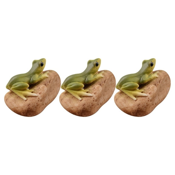 3 Pcs Realistic Garden Frog Statues Set, Decorative Pond Stone Frog Figurines for Outdoor Yard and Patio