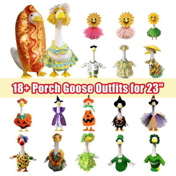 3 Pcs Porch Goose Sunflower Outfit for 17"/23" Statue, Summer Goose Costume with Headpiece Sunglasses & Pink Tutu Skirt, Suitable for Summer Party Easter Garden Yard Decor - #12 Pink