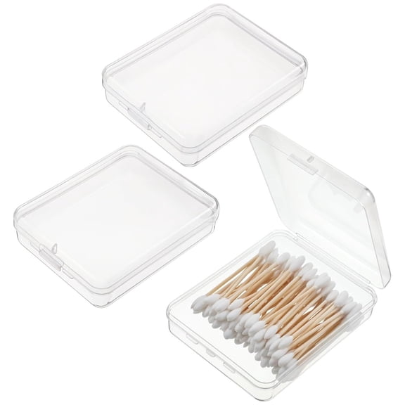 3 Pcs Portable Cotton Pad Case Transparent Storage Organizer Clear Plastic Cotton Swab Box Dispenser Small Sponge Storage Box with Lid for Cotton Rounds Swabs Floss,4.5*3.6*1.1 inch