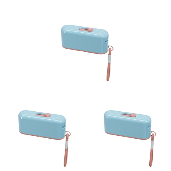 3 Pcs Portable Dental Floss Dispenser 3.46 x 1.54 x 1.02 Inch, Refillable Holder Box for Travel Teeth Care, Compact Floss Container for Hotels and Restaurants, Oral Care, Blue