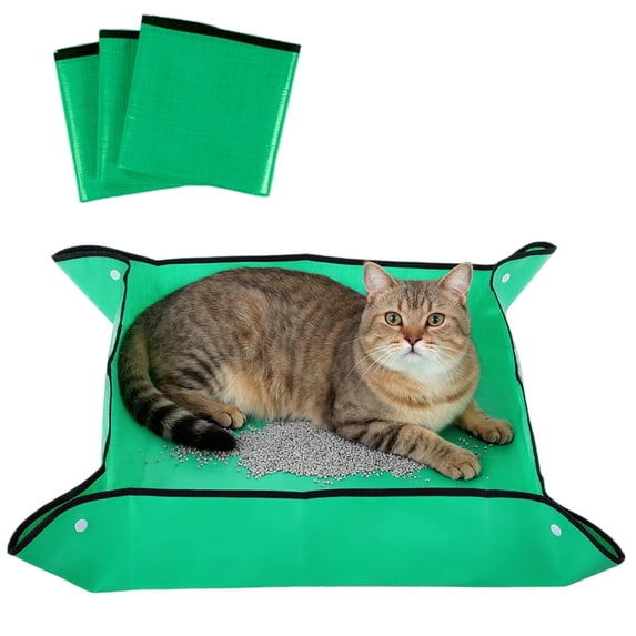 3 Pcs Portable Travel Litter Box for Cats, Foldable and Packable Cat Carrier With Litter Box for Car Travel, Large Sized Waterproof for Plane, Van, Camping and Hotel