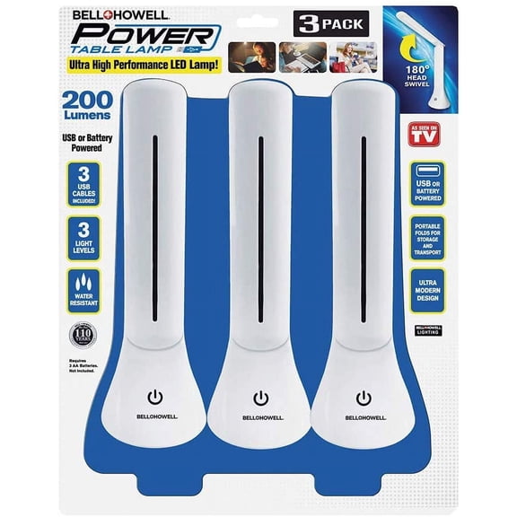 3 Pcs Power Table Lamp USB Desk Lamp Folding Portable Desk Lamp 3 Brightness Settings As Seen On TV