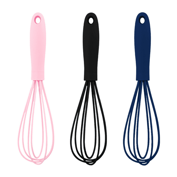 3 Pcs Premium Colorful Kitchen Mini Silicone Whisks - Mini Whisk Set Egg Beater for Stirring Cooking.