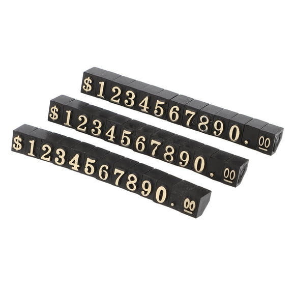 3 Pcs Digital Price Tag Price Sign 5.50X0.80X0.60CM Golden