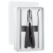 3 Pcs Professional Nail Care Kit, Including Angled Cutter Nail Clipper, Nano Glass Nail File, Cuticle Pusher, Stainless Steel, Non-Slip Grip, Gift Boxed